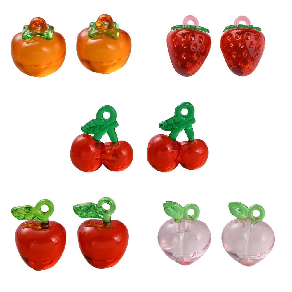 2135 30pcs 5 Styles 3D Acrylic Resin Fruit Charms for Jewelry Making DIY